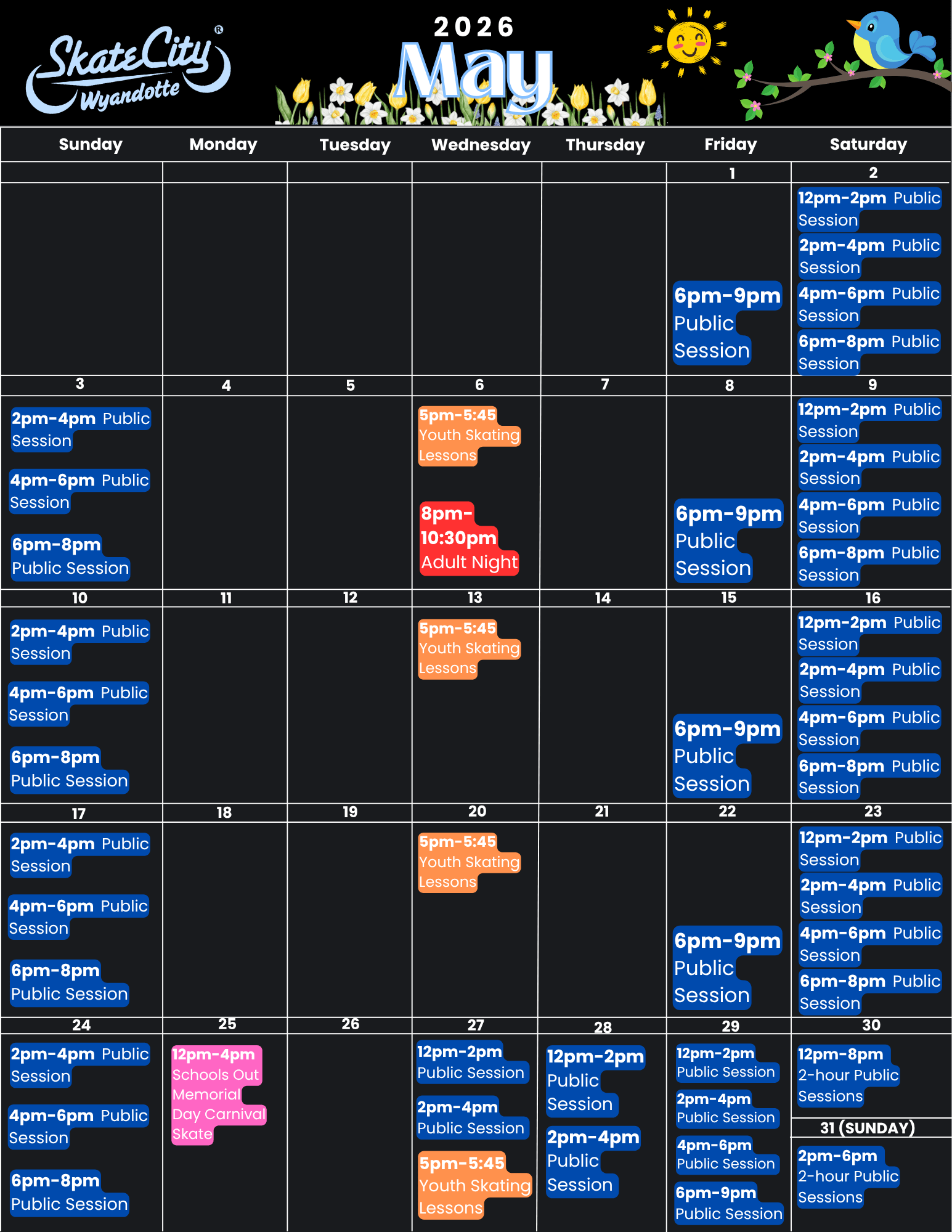 May 2026 Wyandotte Calendar