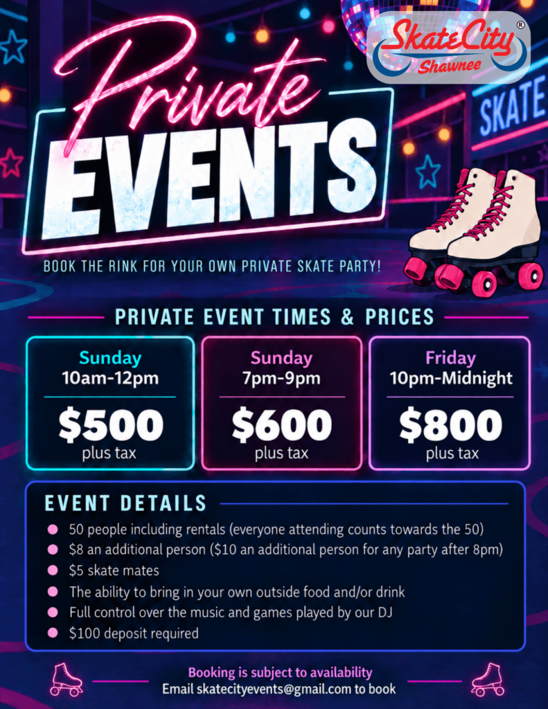 Fall 2026 Private Party Flyer Shawnee